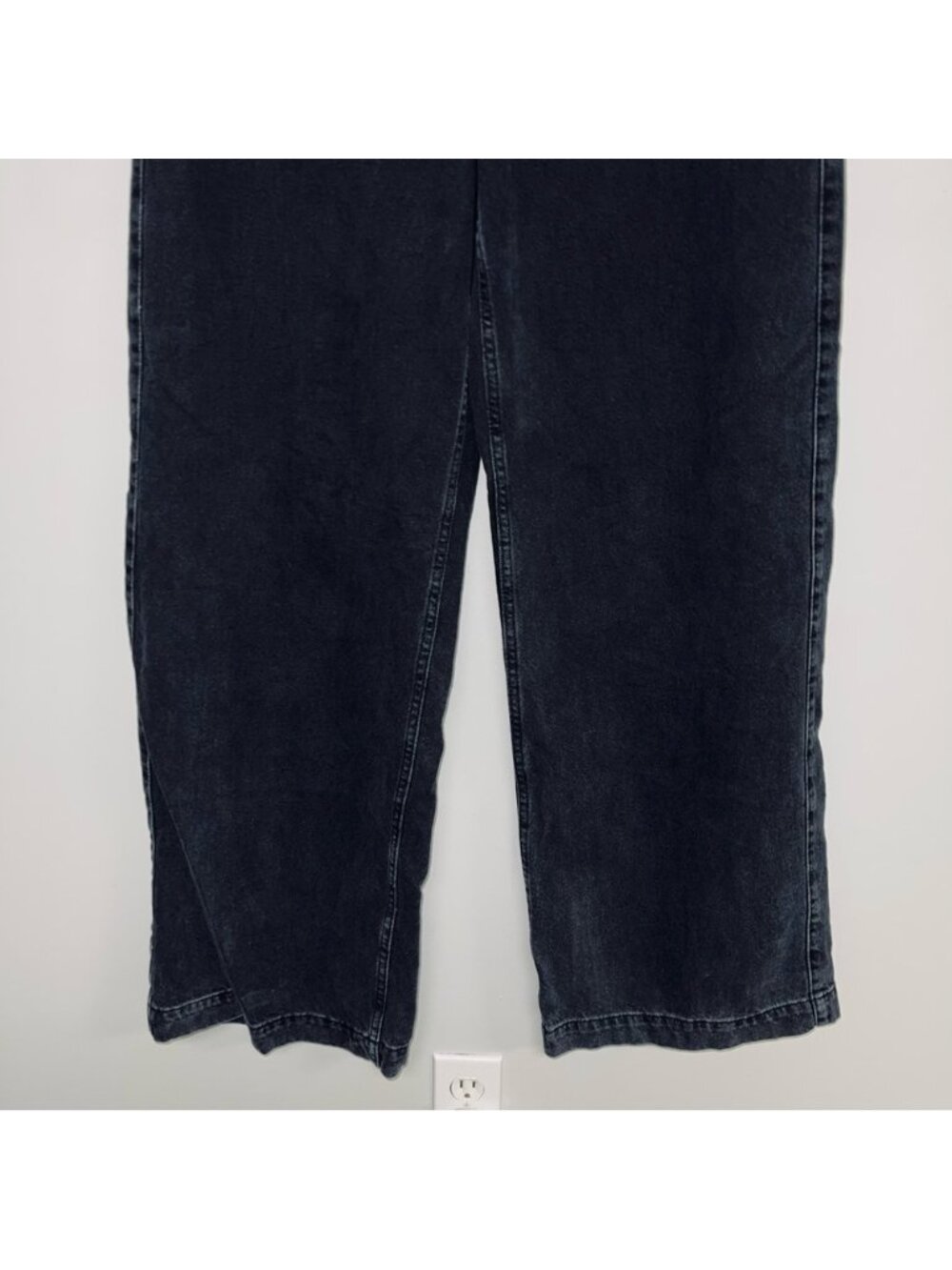 Zara Wide Leg Jeans Women’s Large Black Denim High Rise - Picture 7 of 16